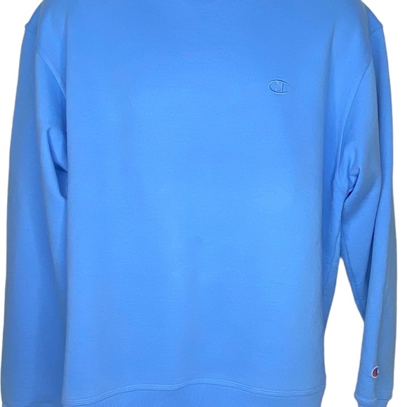 Champion Men's Fleece M Powder Blue Sweatshirt Gray Collar Long Sleeves Casual - Picture 5 of 9